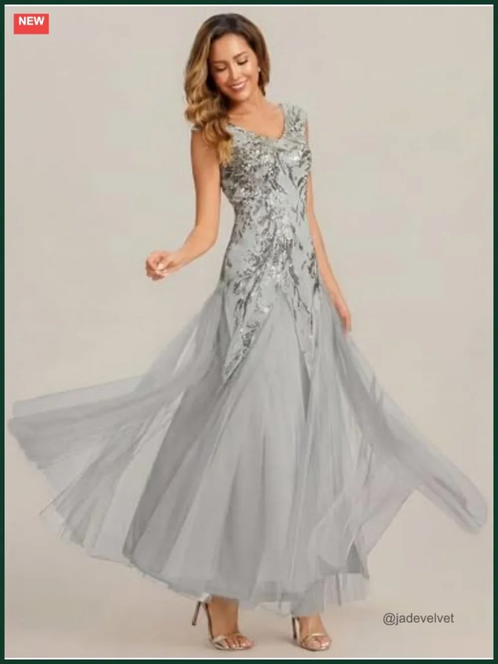 Sleeveless Sequin Maxi Formal Gown Mother of Bride Dress